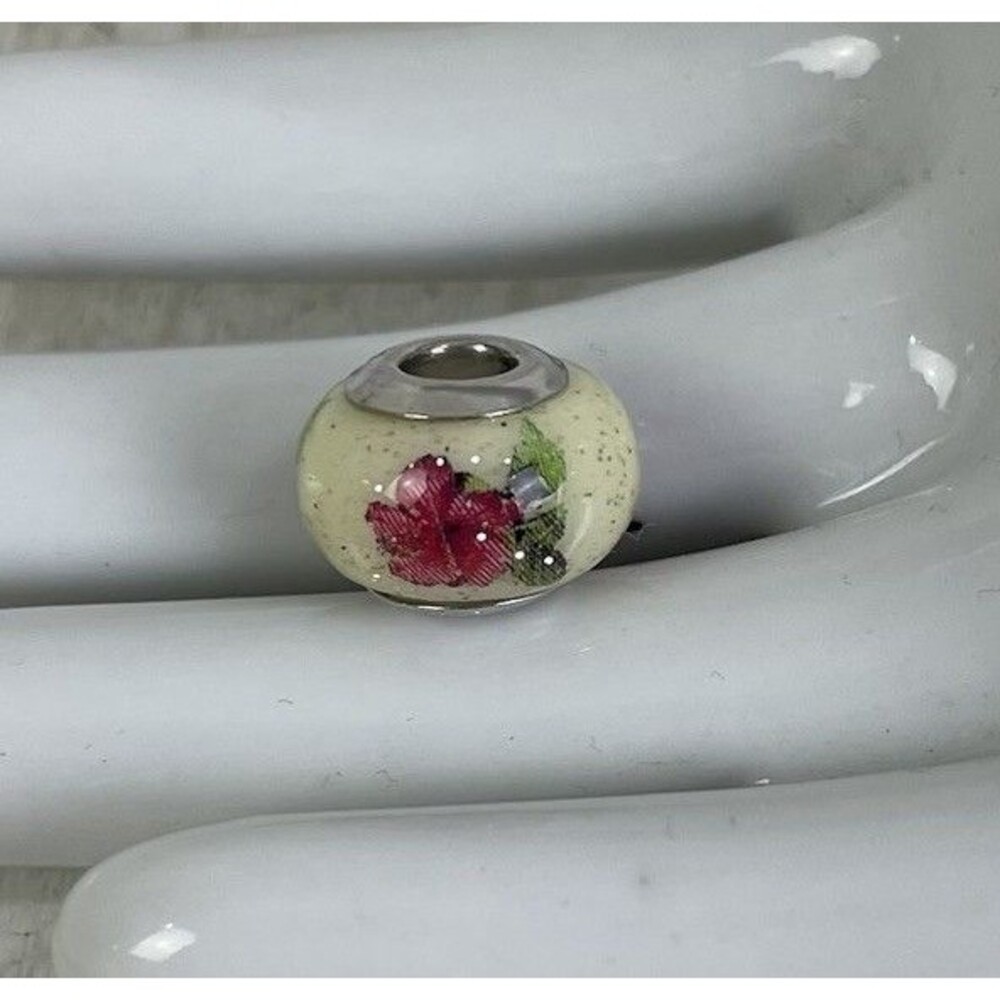 Murano Glass 925 Sterling Silver Charm Bead Pink Flower Sparkle Kay Jewelers